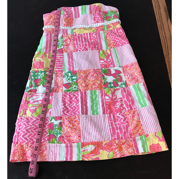 Lilly Pulitzer Bowen Buy Local Sewn Patch Patchwork Strapless Dress - Size 4 - Picture 5 of 9